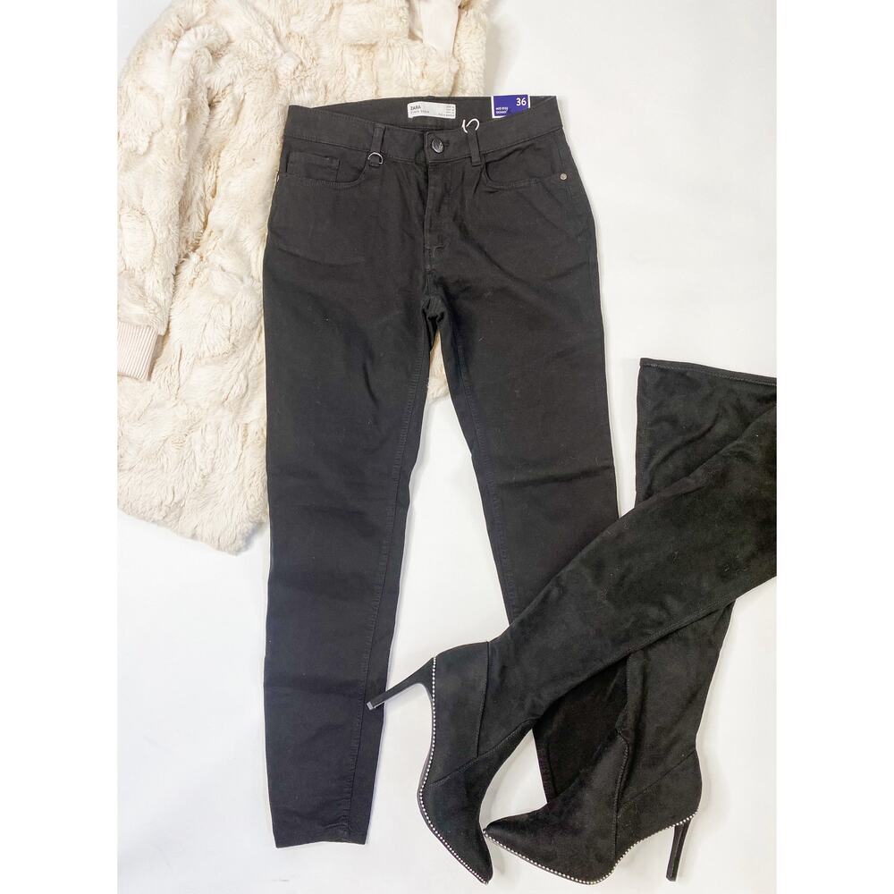 Zara 1975 denim peach soft black skinny jeans size 4 NWT